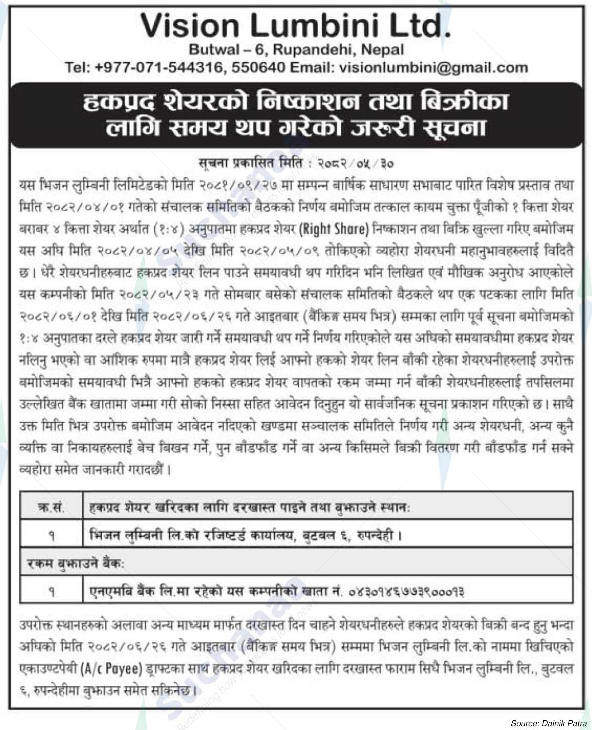 Vision Lumbini Limited