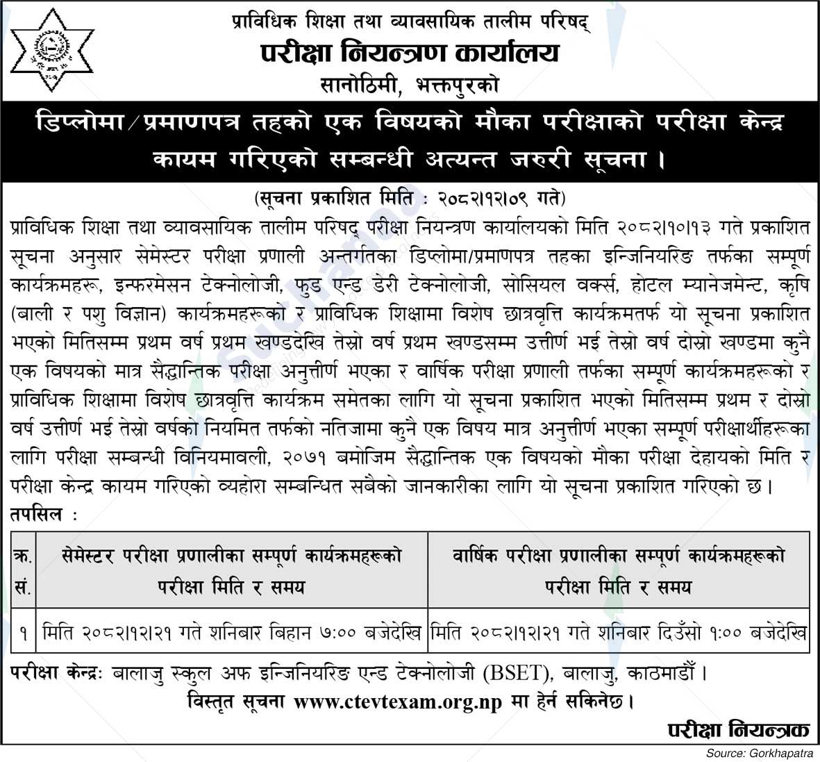 Office of the Controller of Examinations, Sanothimi, Bhaktapur