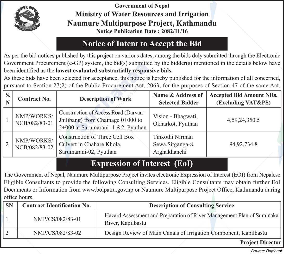Naumure Multipurpose Project, Kathmandu