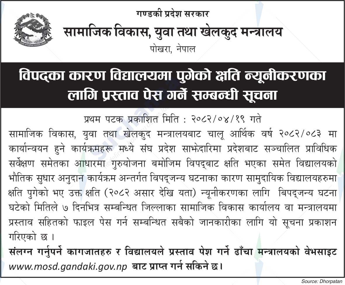 Ministry of Social Development, Youth and Sports, Gandaki
