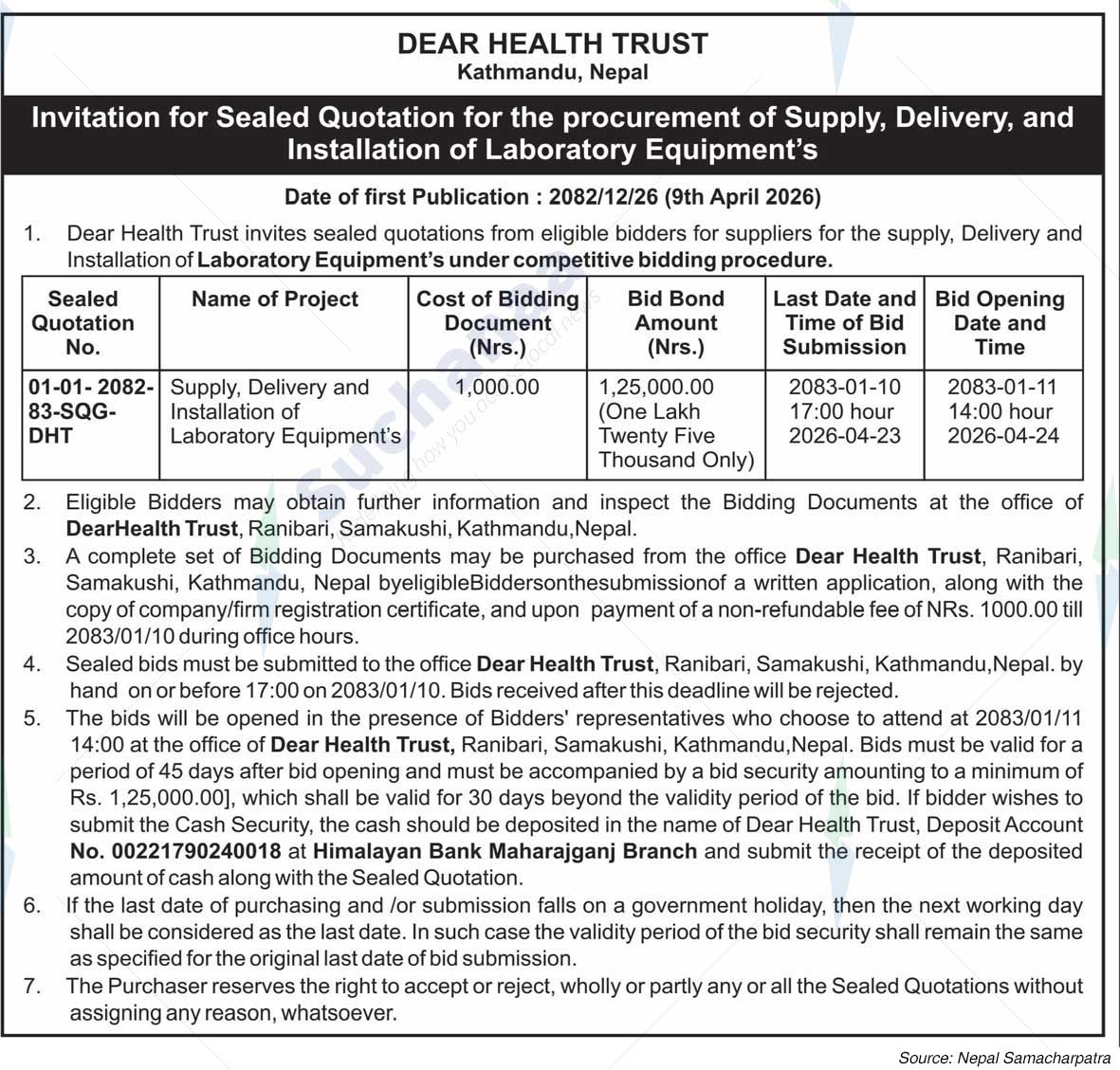 Dear Health Trust, Kathmandu
