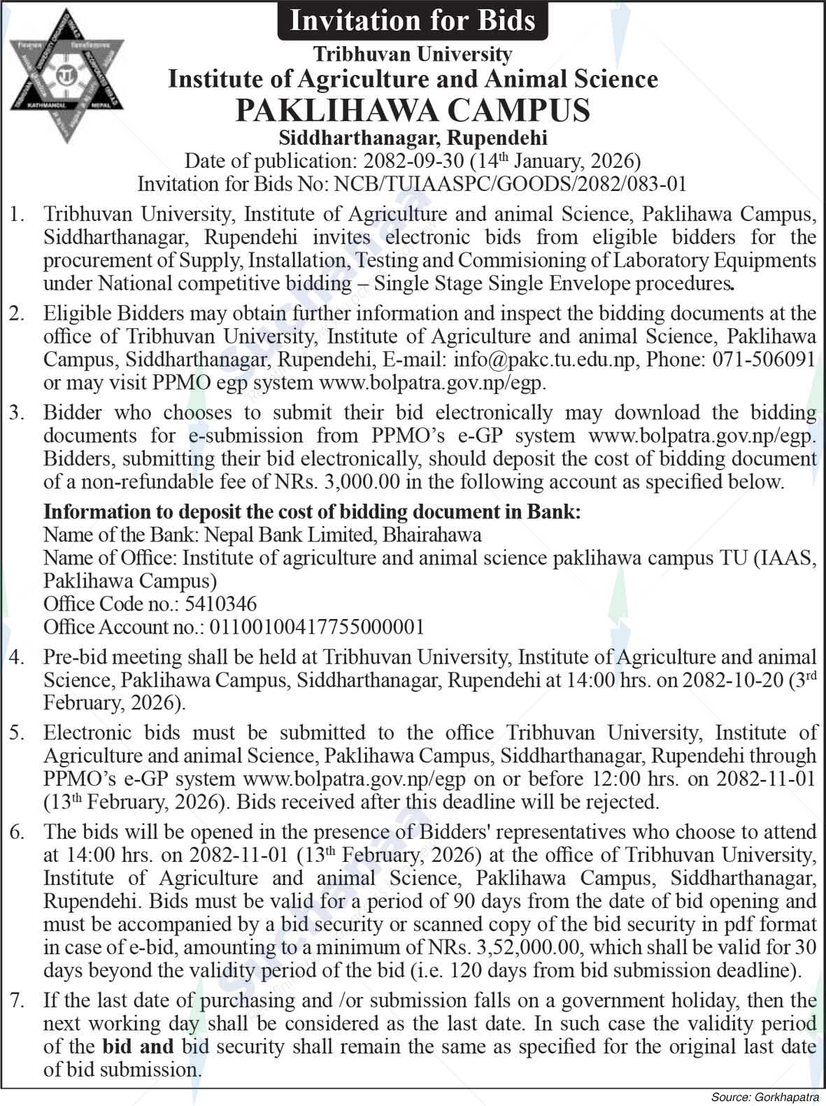 Tribhuvan University, Institute of Agriculture and Animal Science (IAAS)