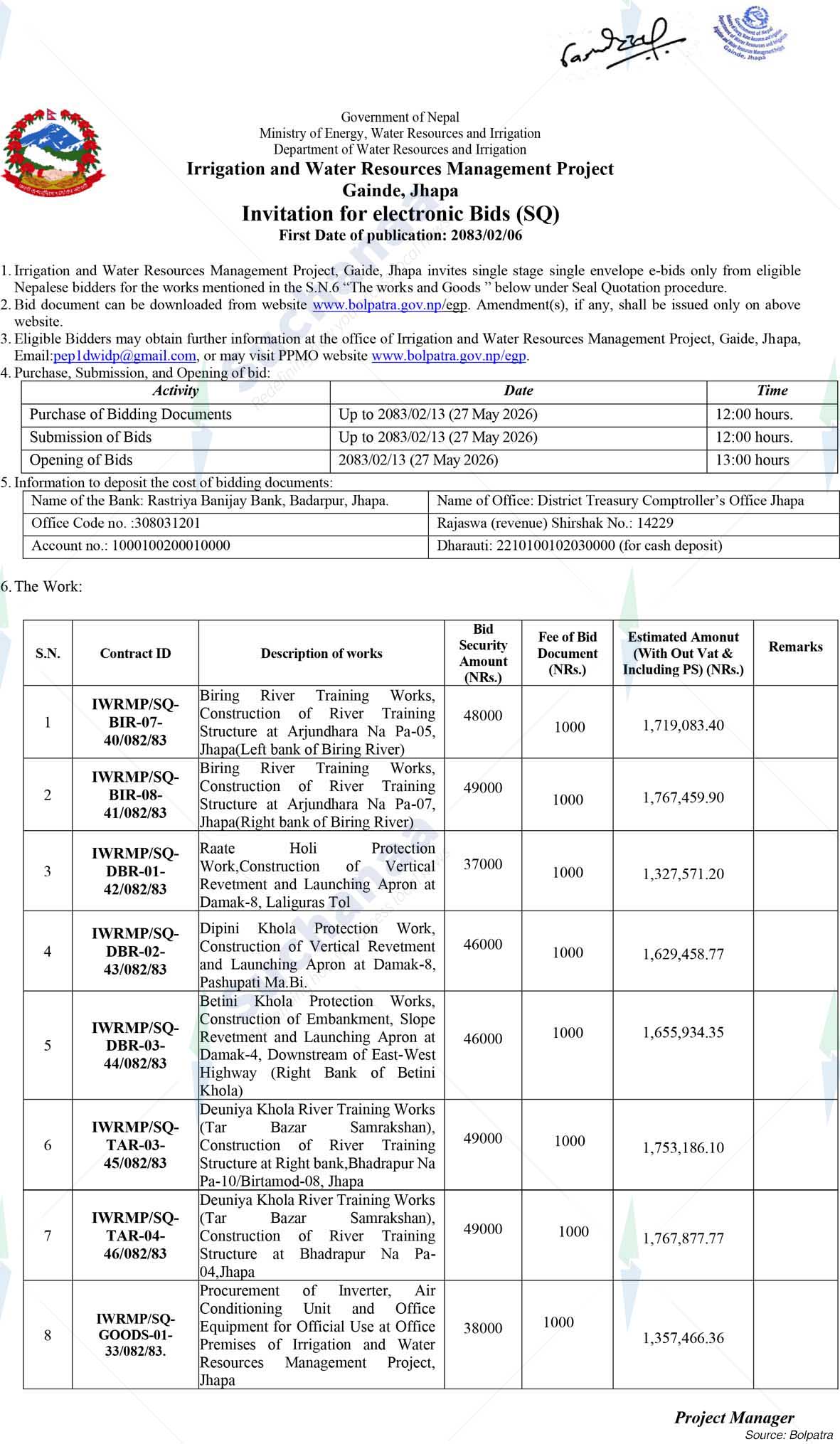 Irrigation and Water Resources Management Project, Jhapa