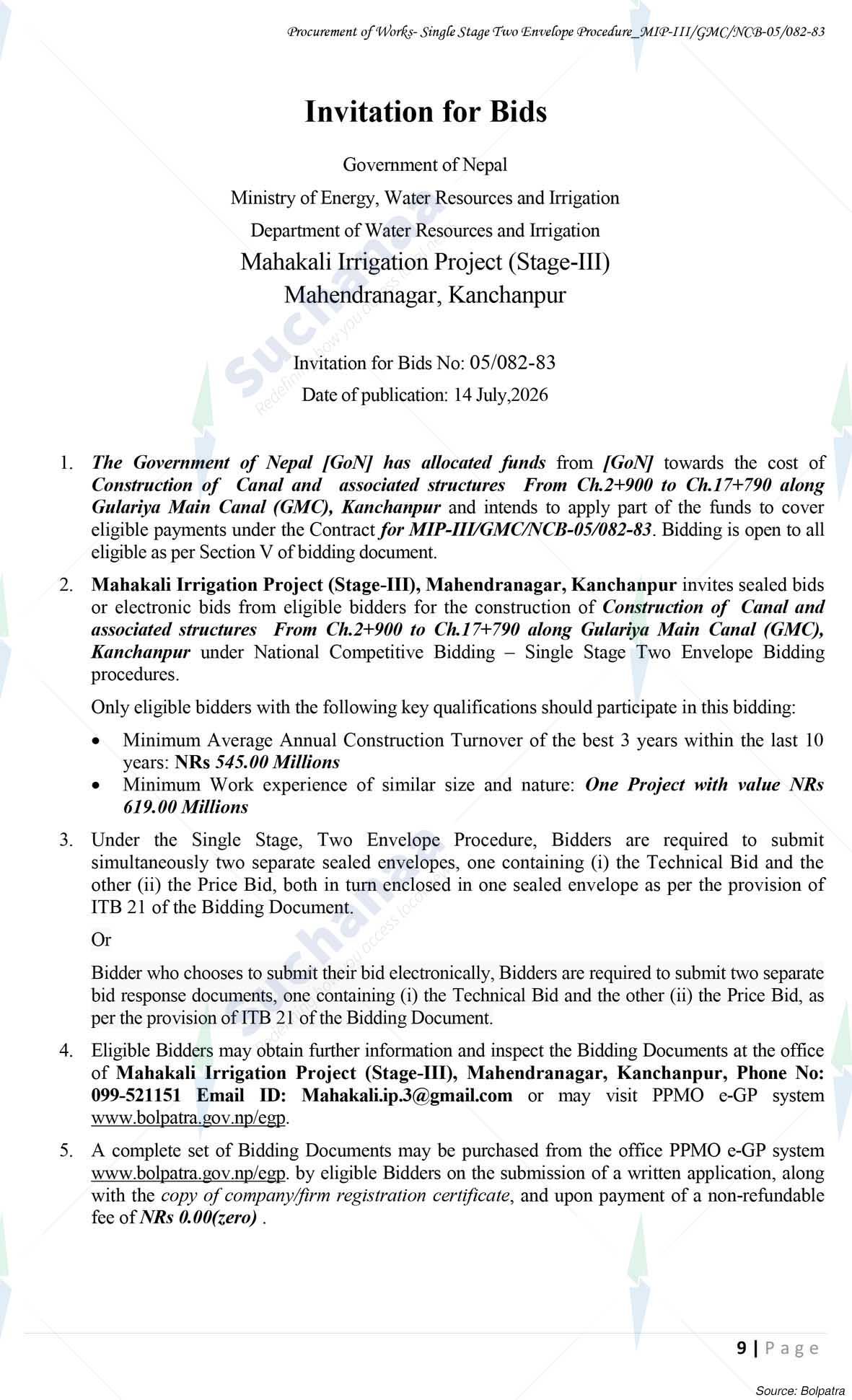 Mahakali Irrigation Project-III Stage, Kanchanpur