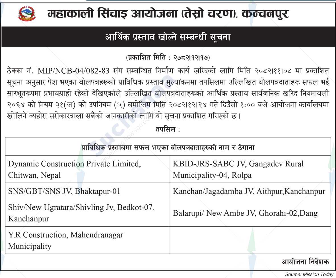 Mahakali Irrigation Project-III Stage, Kanchanpur