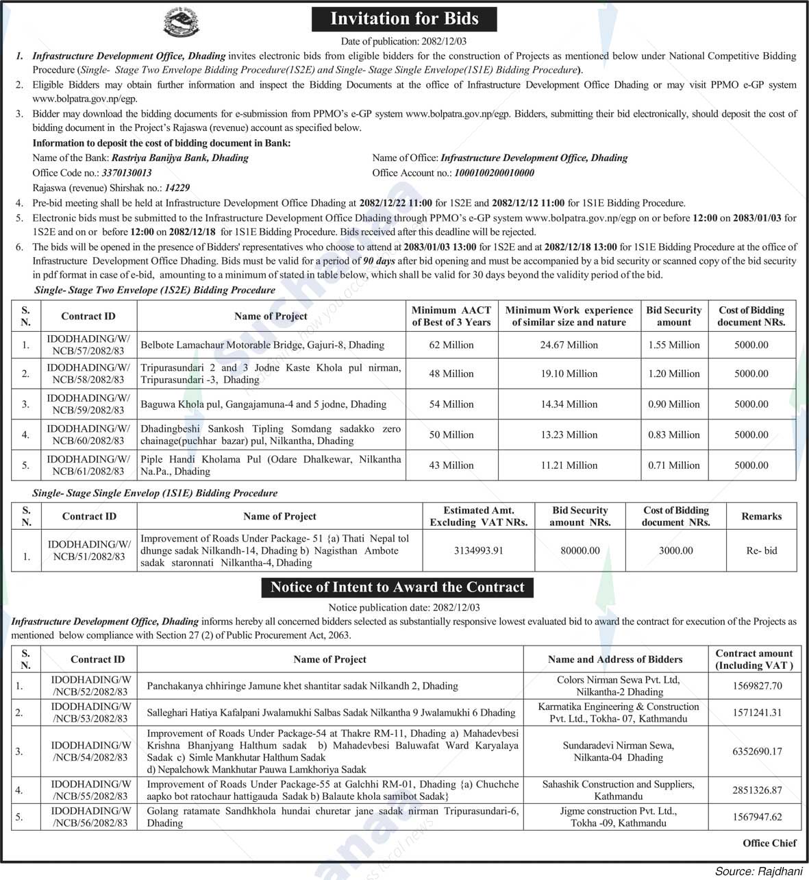 Infrastructure Development Office, Dhading