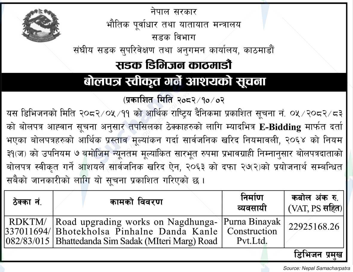 Road Division, Kathmandu