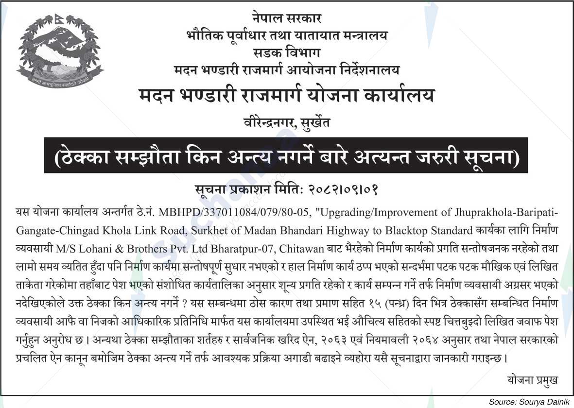 Madan Bhandari Highway Planning Office, Birendranagar, Surkhet