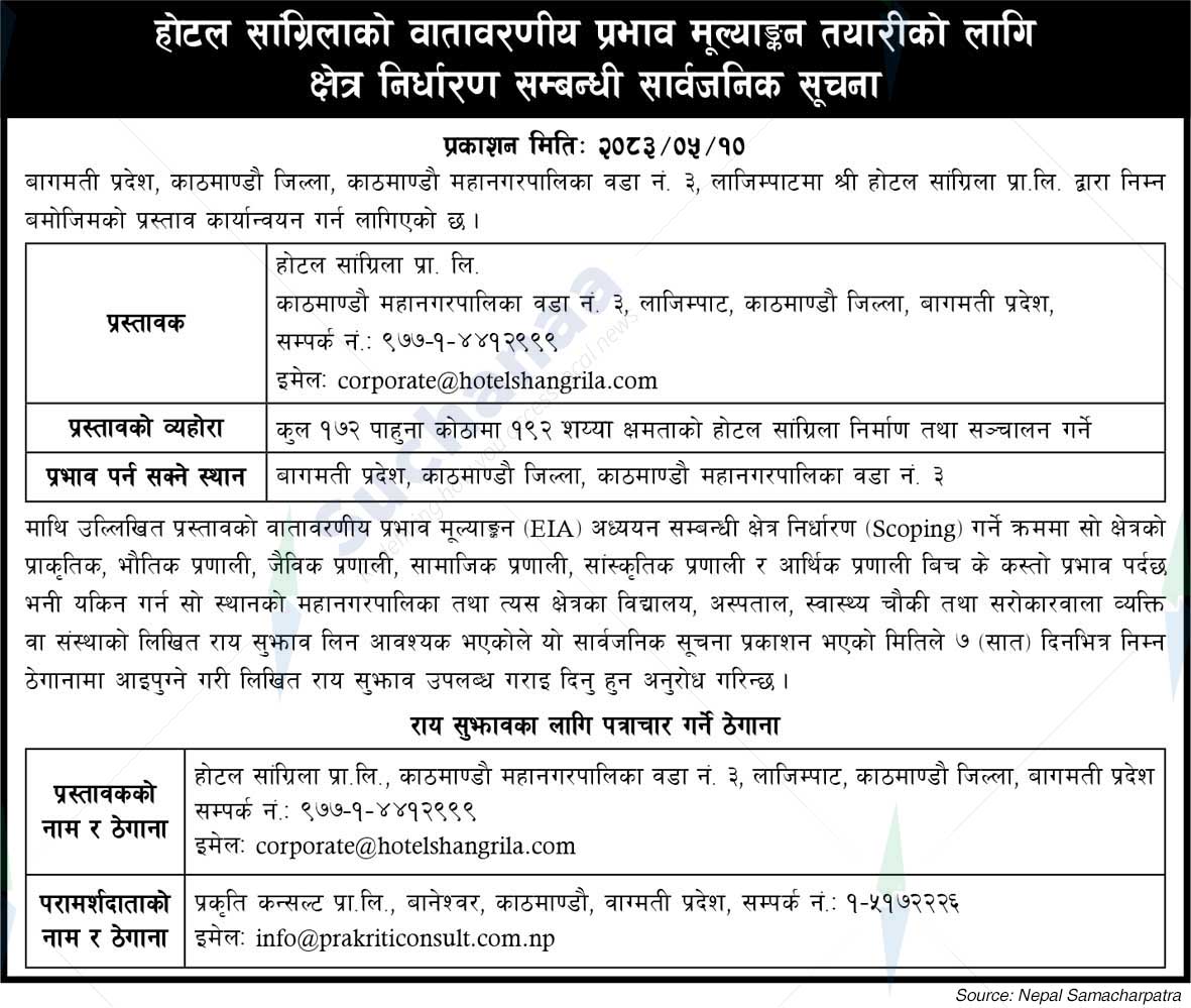 Hotel Shangrila Pvt. Ltd.