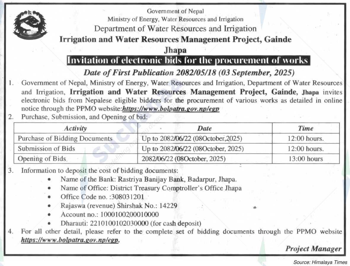 Irrigation and Water Resources Management Project, Gainde Jhapa