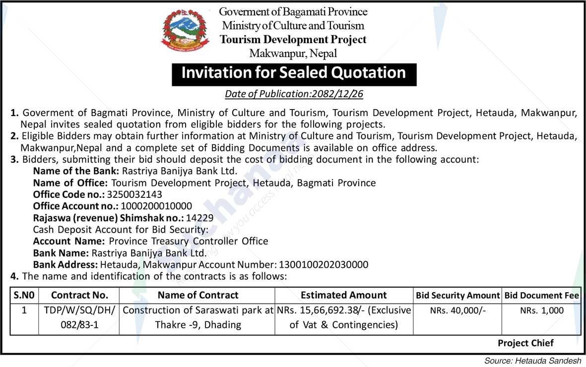 Tourism Development Project, Makwanpur