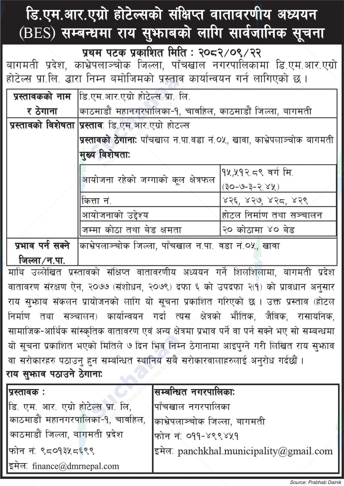 D.M.R.Agro Hotels Pvt. Ltd.,Chabahil, Kathmandu