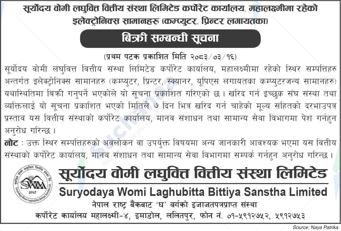 Suryodaya Womi Laghubitta Bittiya Sanstha Limited