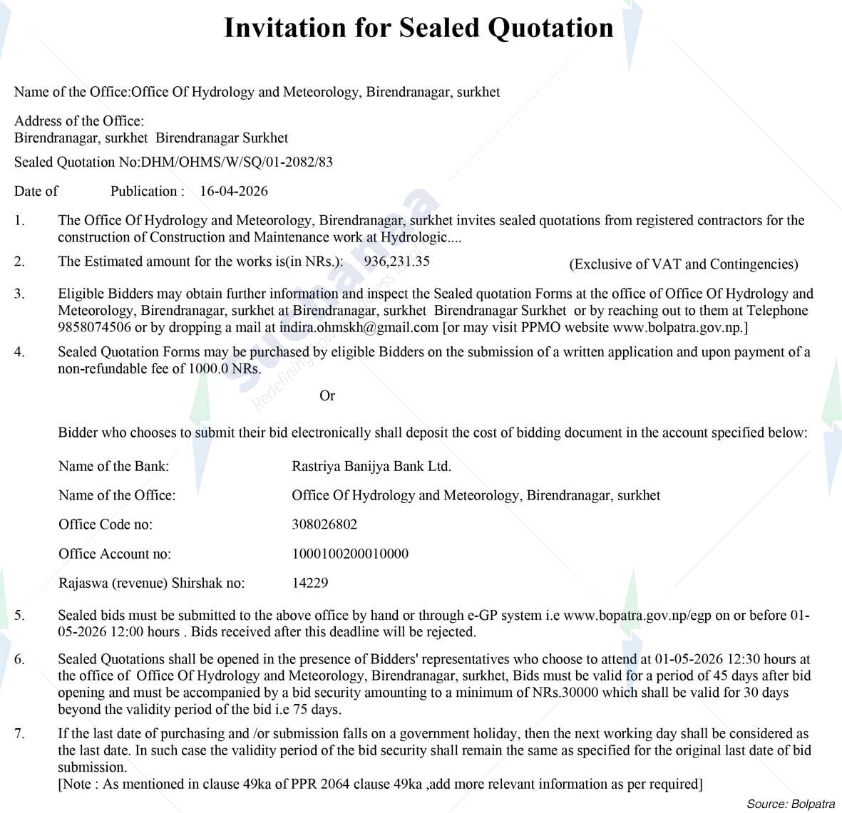 Office Of Hydrology and Meteorology, Birendranagar, surkhet