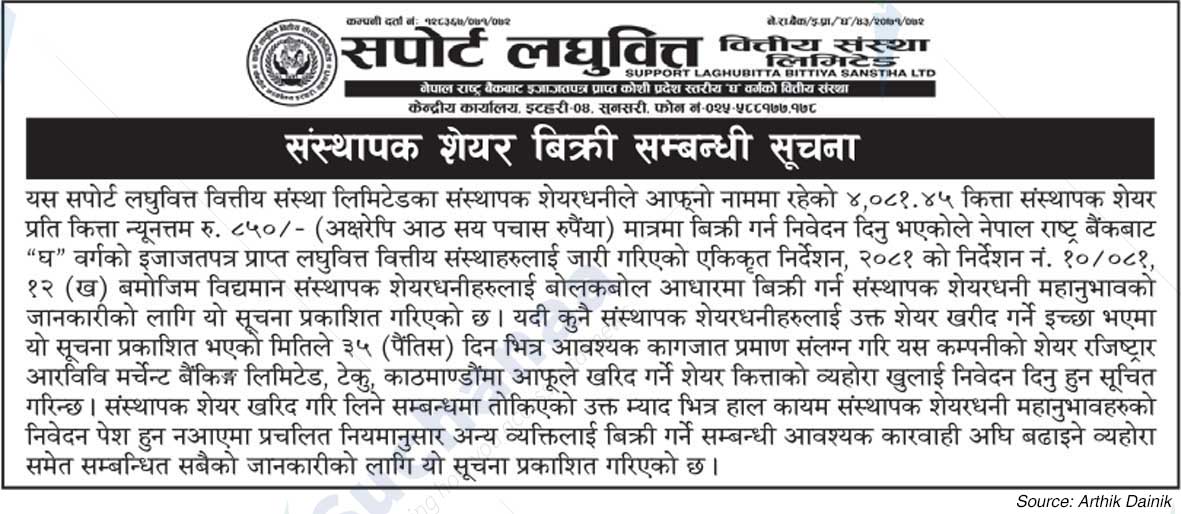 Support Laghubitta Bittiya Sanstha Ltd.