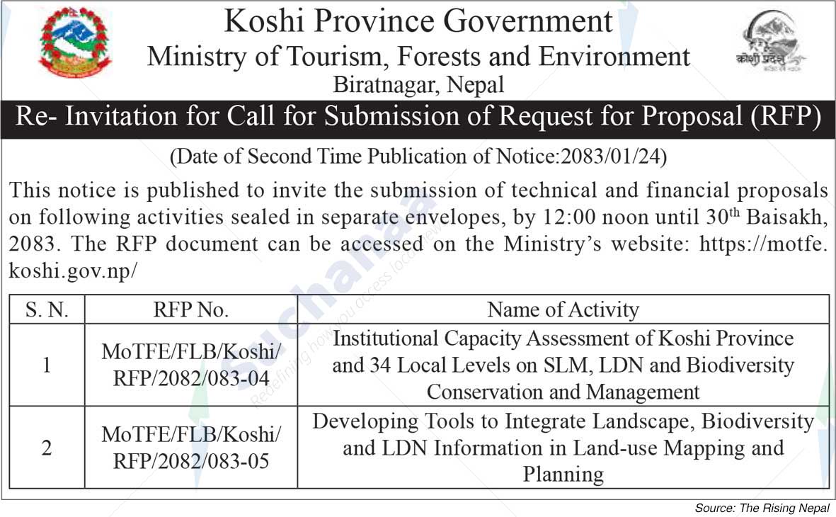 Ministry of Tourism, Forests and Environment, Koshi