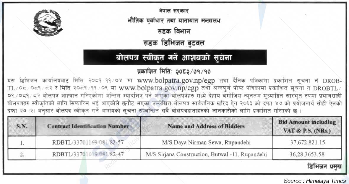 Road Division Butwal