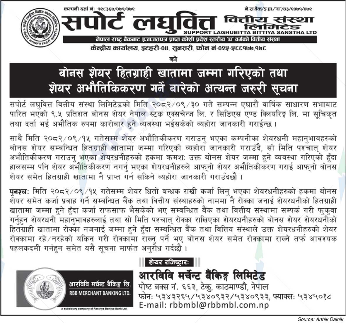 Support Laghubitta Bittiya Sanstha Ltd.