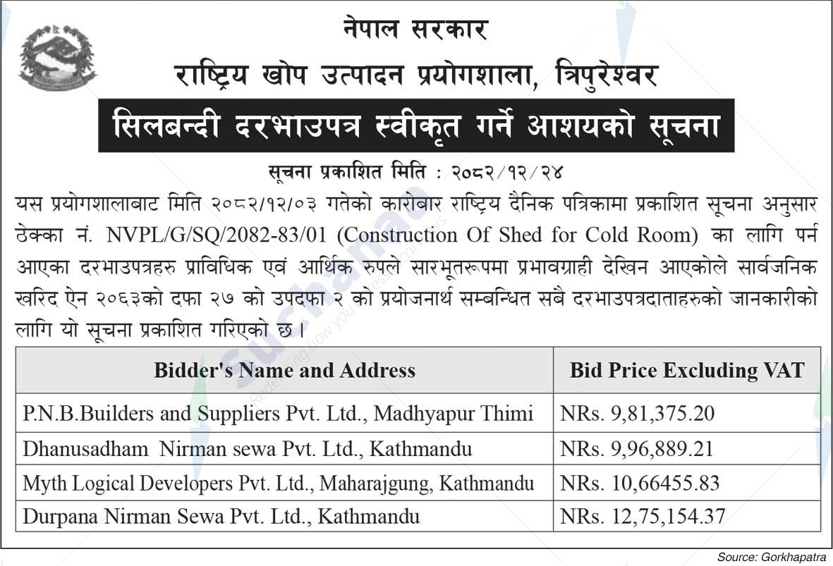 National Vaccine Production Laboratory, Tripureshwor