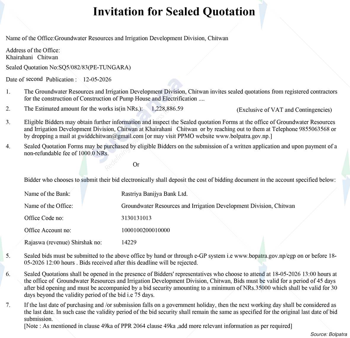Groundwater Resources and Irrigation Development Division, Chitwan