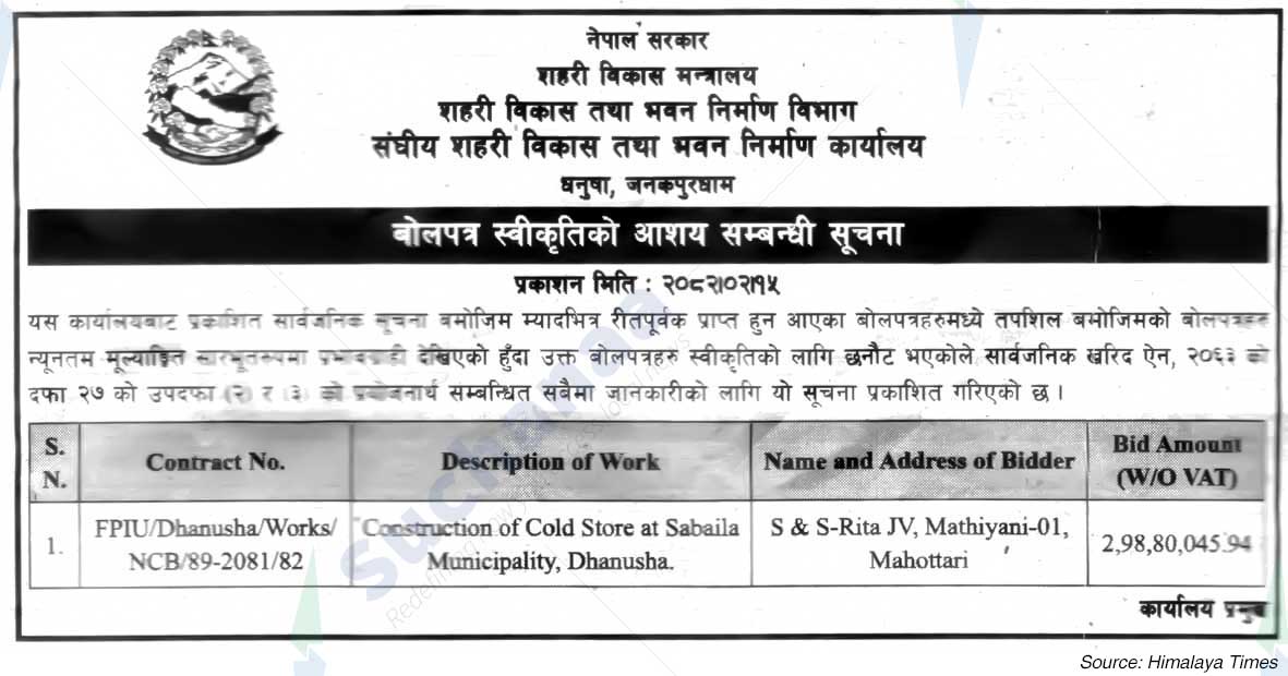 Office of Urban Development and Building Construction  Dhanusha