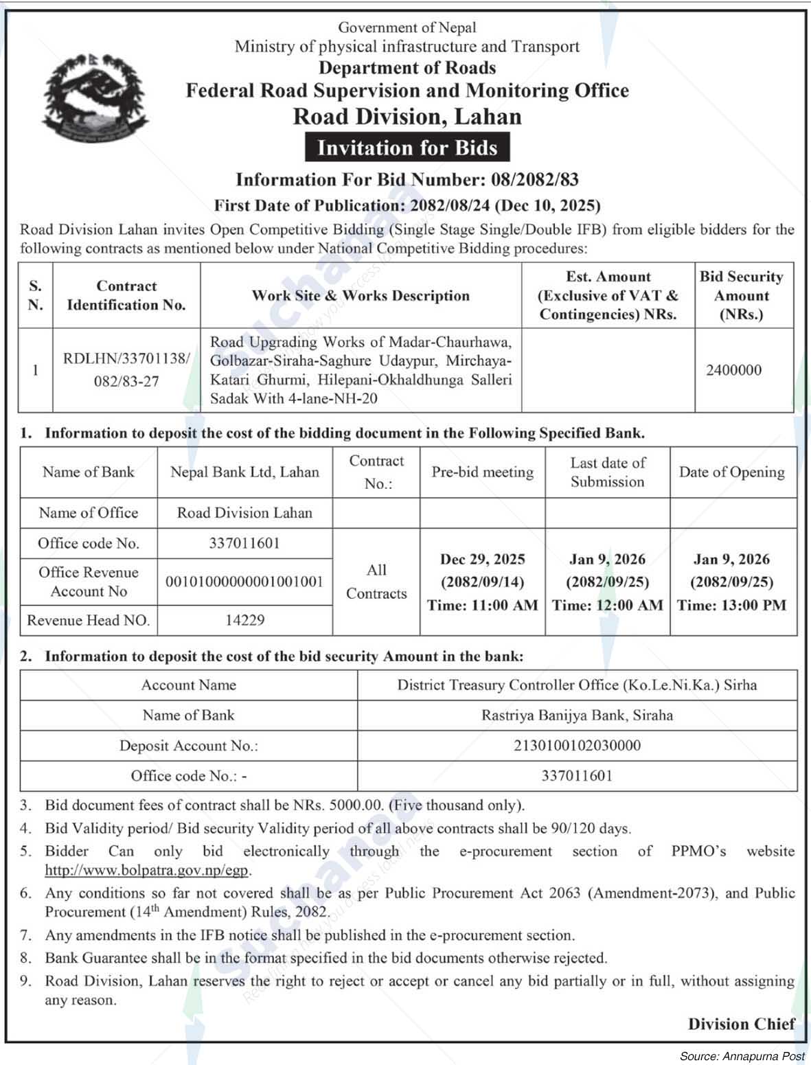 Road Division, Lahan