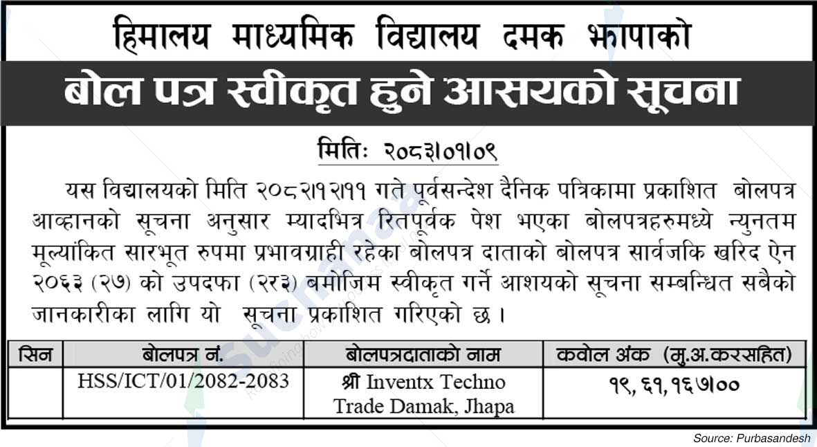 Himalaya Secondary School, Damak, Jhapa