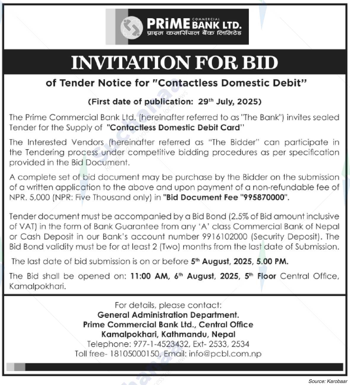 Prime Commercial Bank Limited