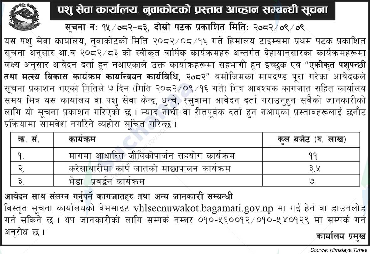 Animal Service Office, Nuwakot