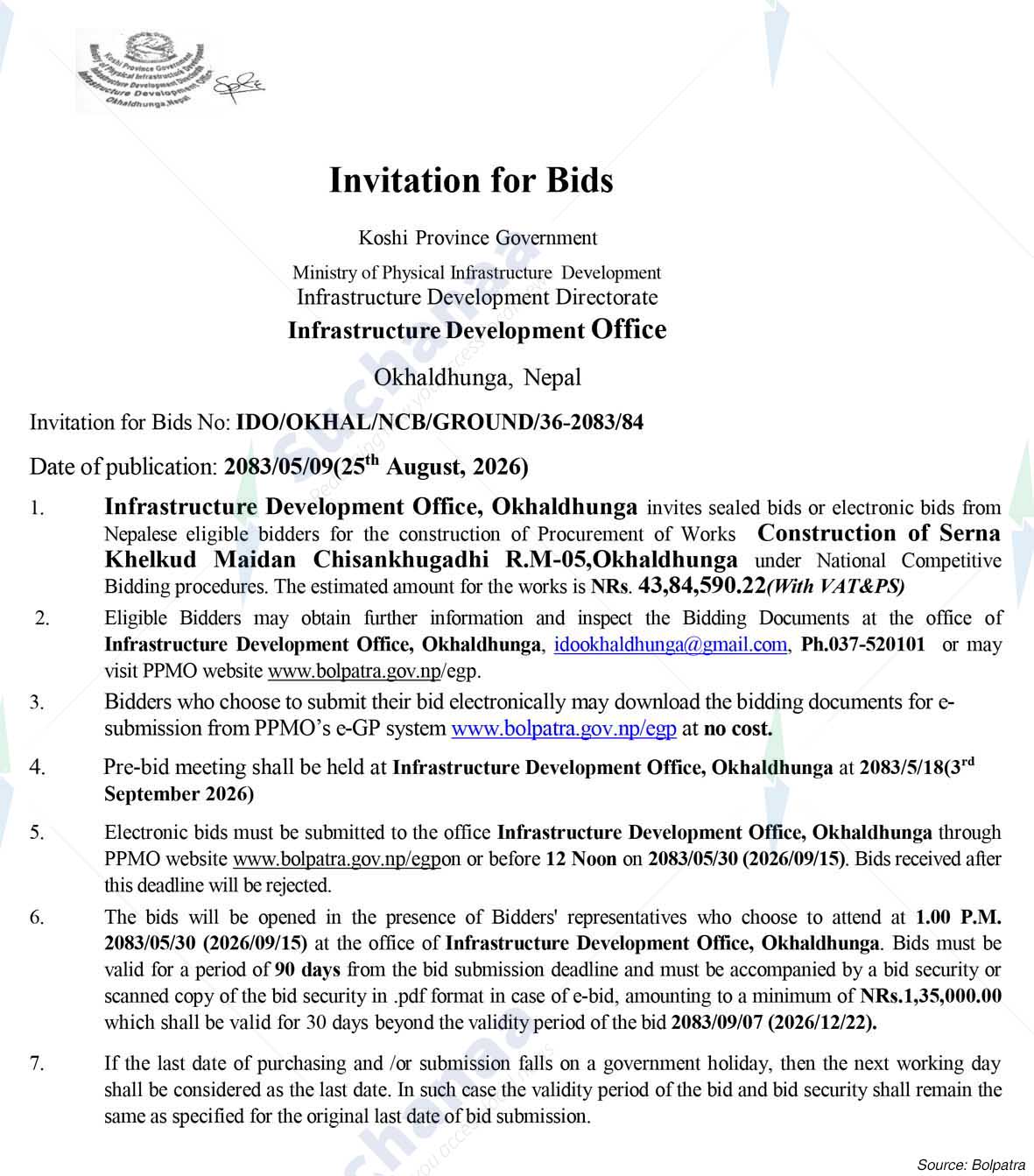 Infrastructure Development Office (IDO), Okhaldhunga