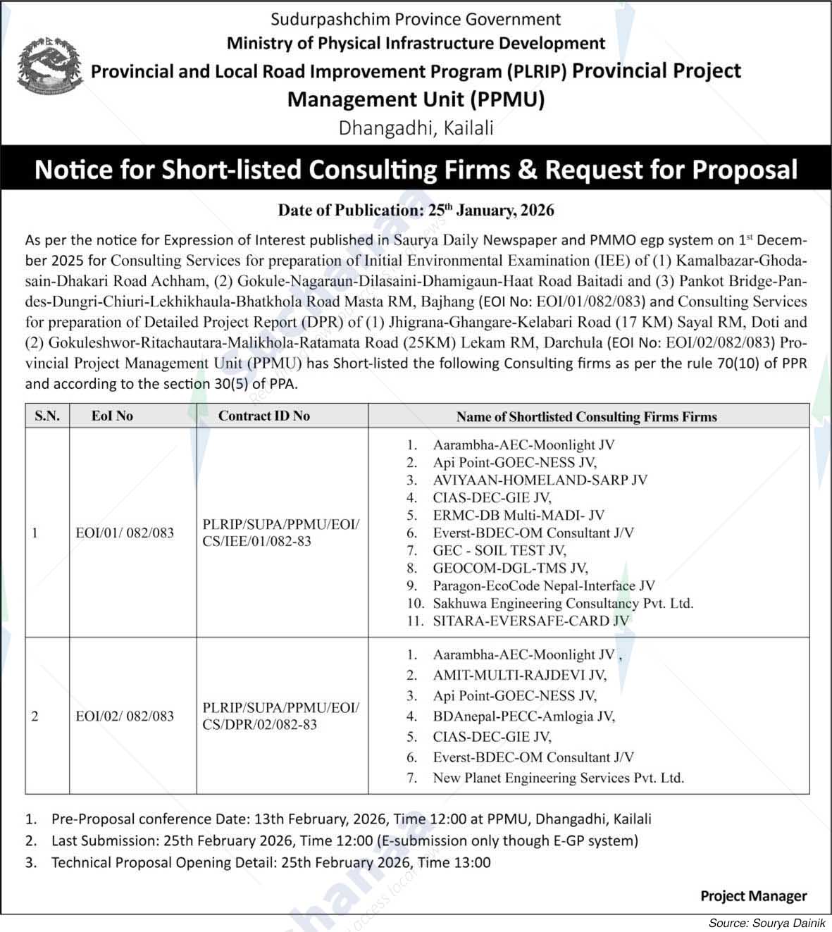 Provincial Project Management unit (PPMU), Kailali