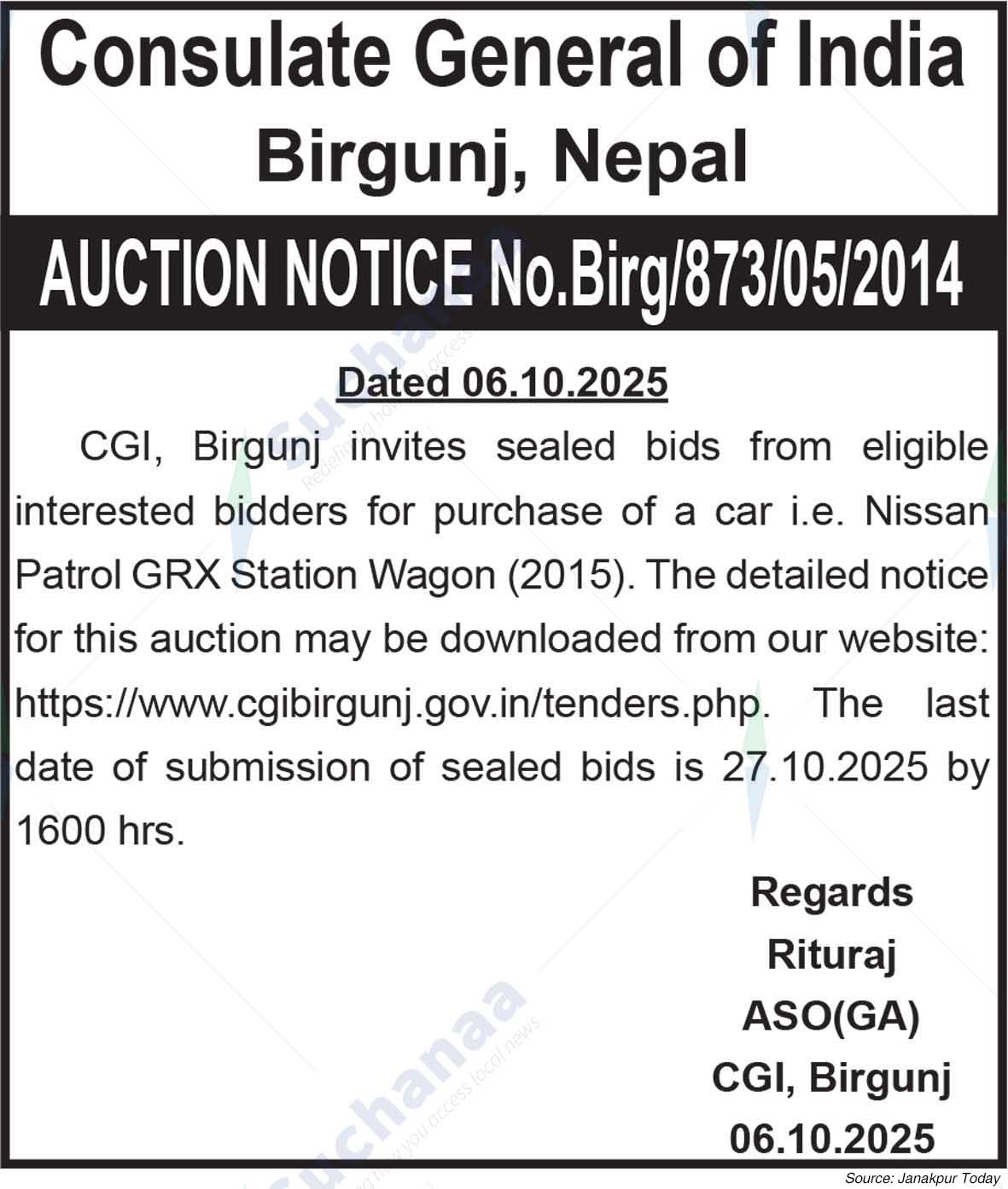 Consulate General of India, Birgunj