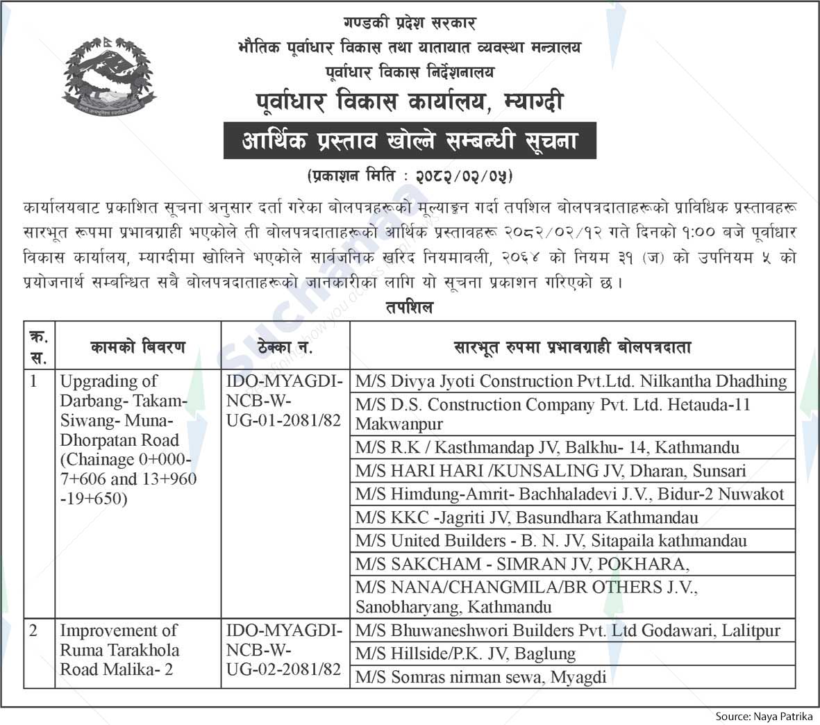 Infrastructure Development Office, Myagdi