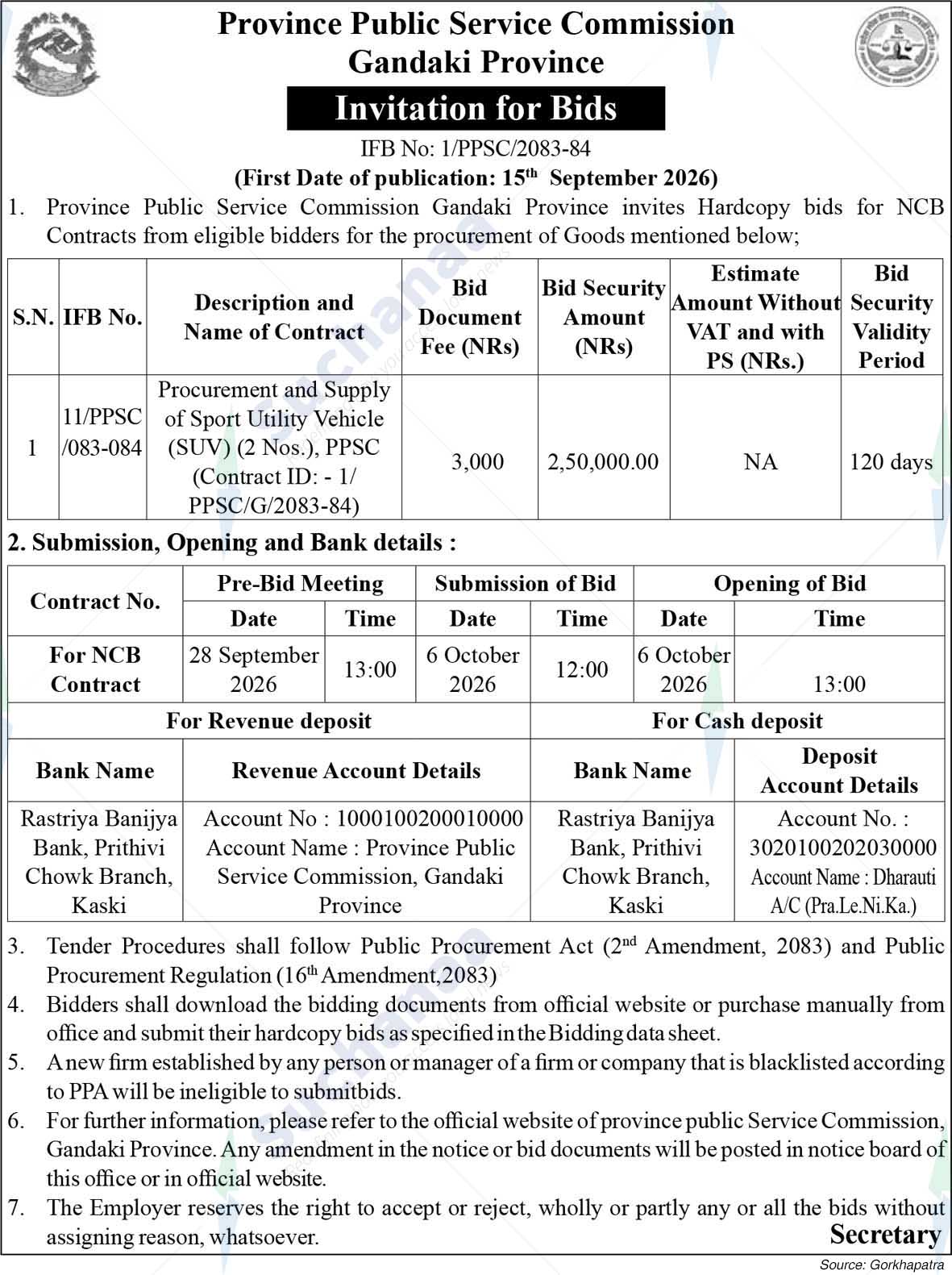 Province Public Service Commission, Gandaki