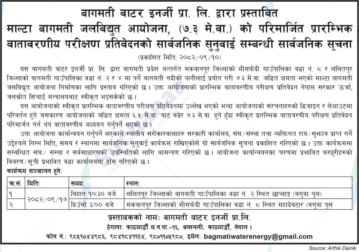 Bagmati Water Energy Pvt. Ltd., Banasthali, Kathmandu