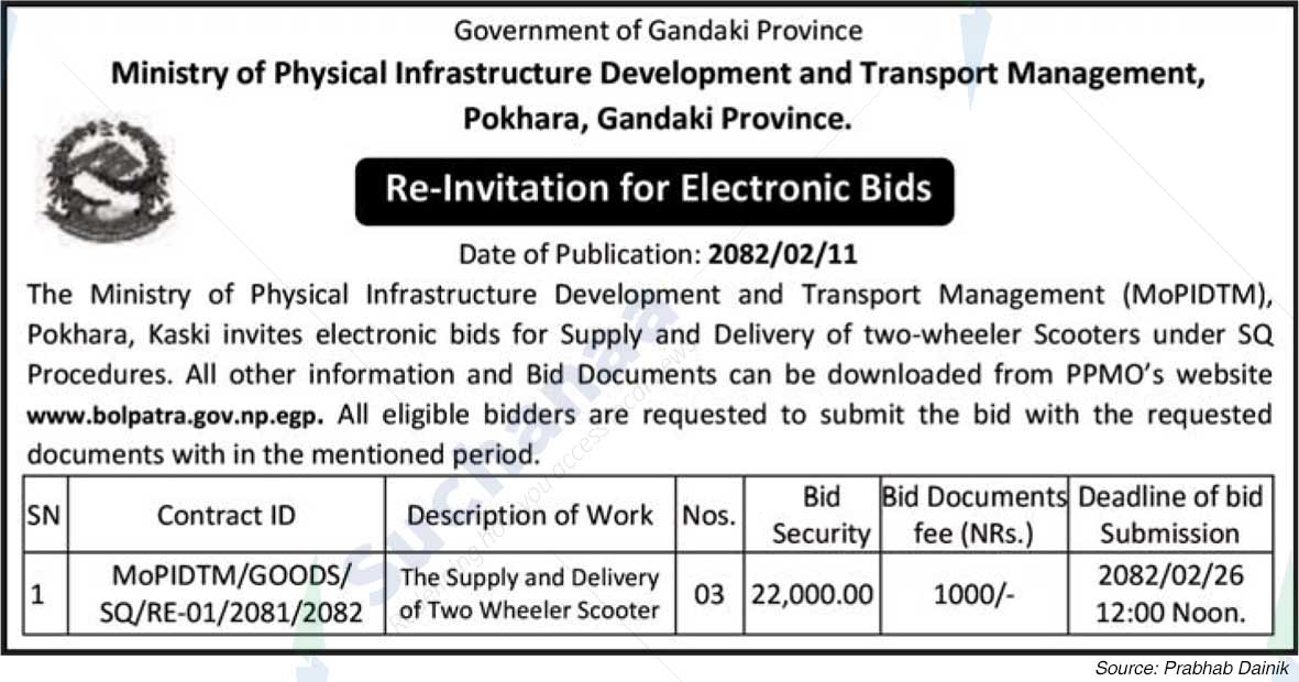 Ministry of Physical Infrastructure Development and Transport Management, Gandaki