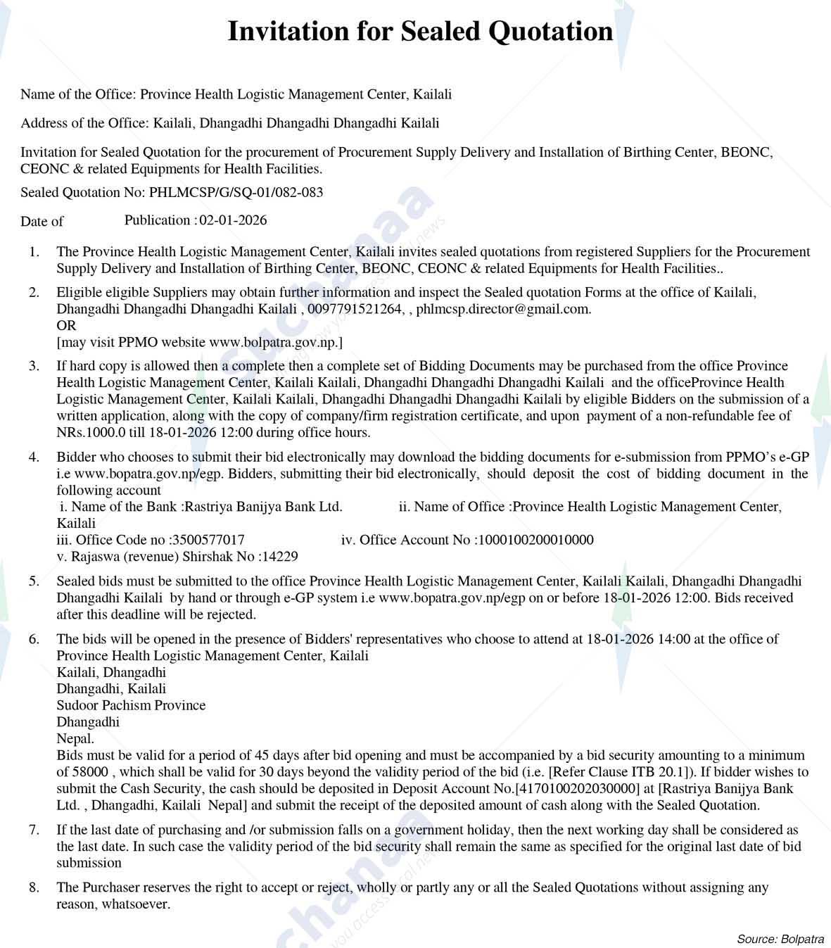 Province Health Logistic Management Center, Kailali