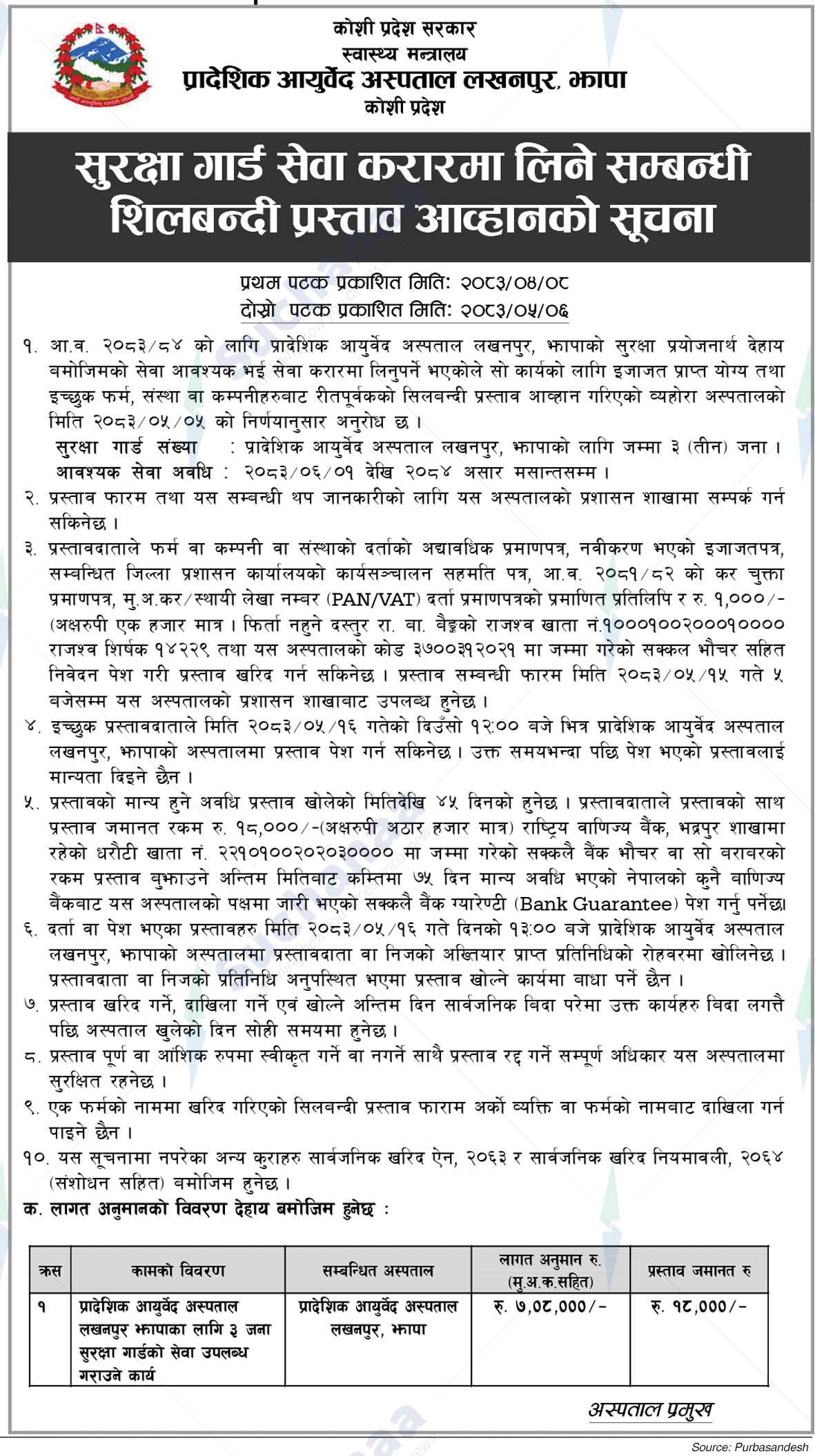 Provincial Ayurveda Hospital, Lakhanpur, Jhapa