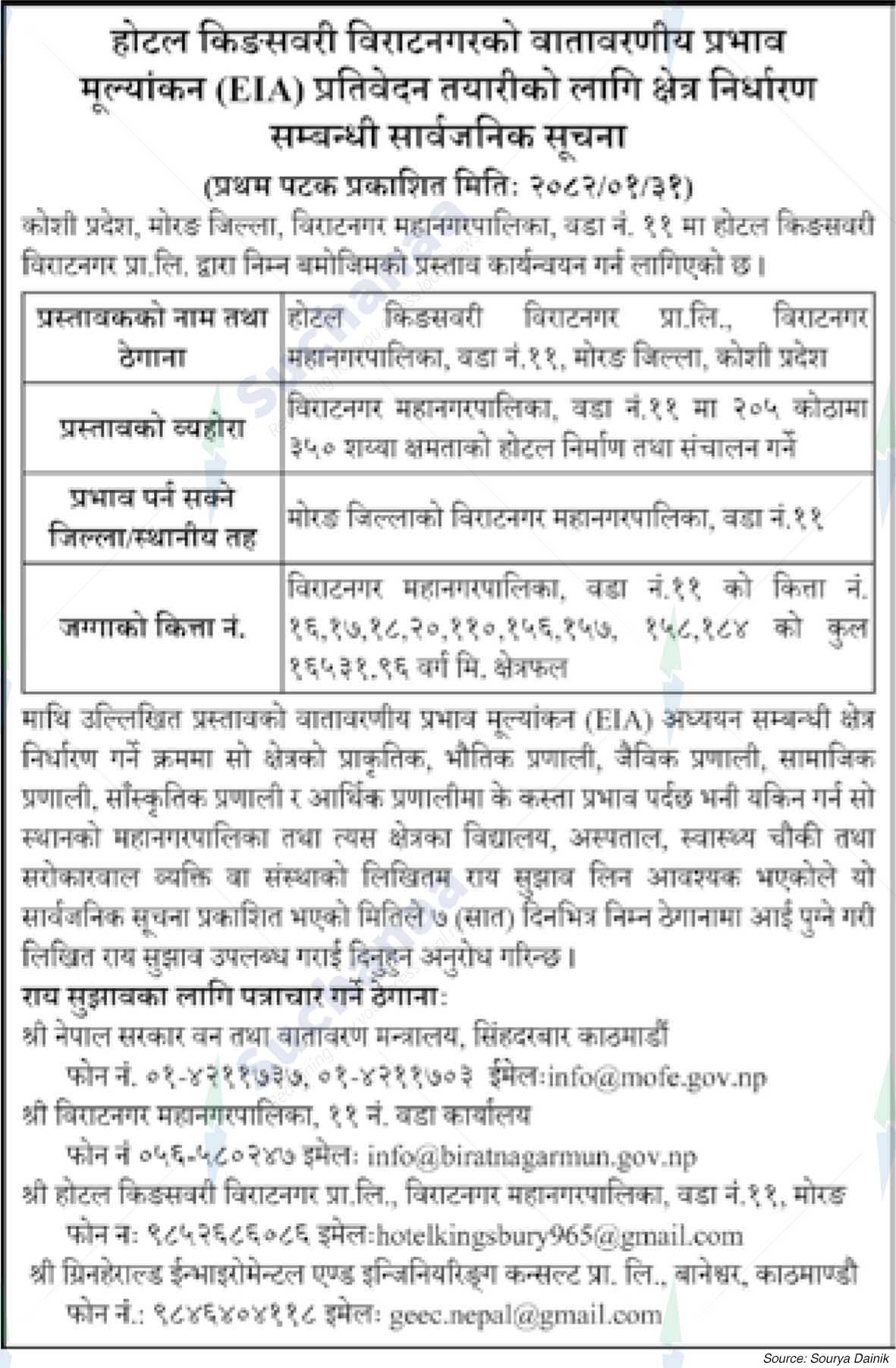 Hotel Kidswari Biratnagar Pvt. Ltd.