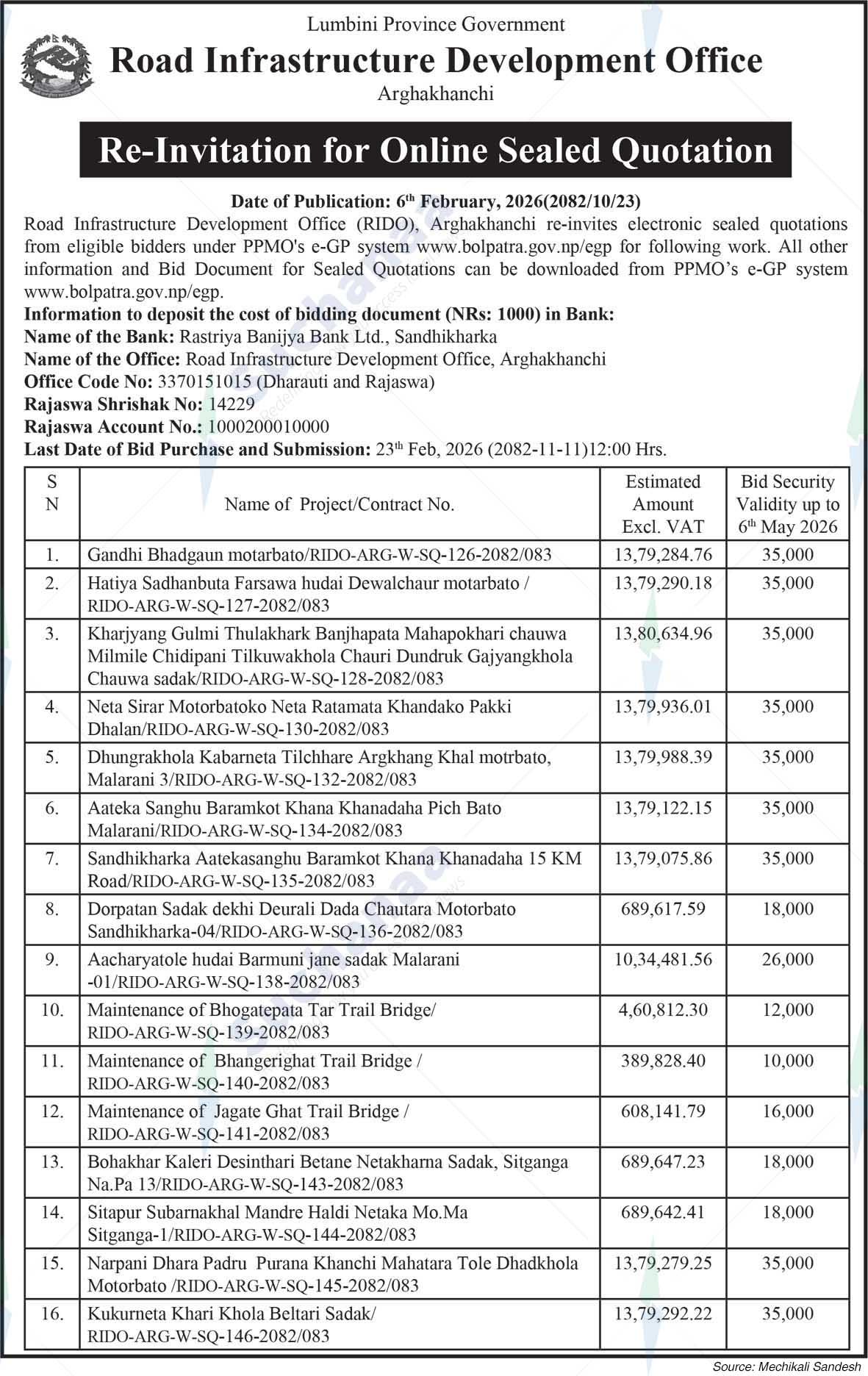 Road Infrastructure Development Office, Arghakhanchi