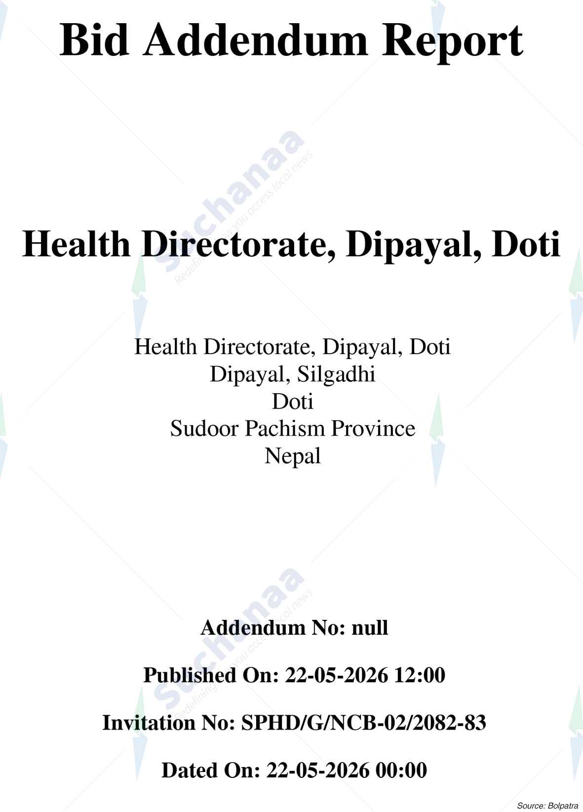 Health Directorate, Dipayal, Doti