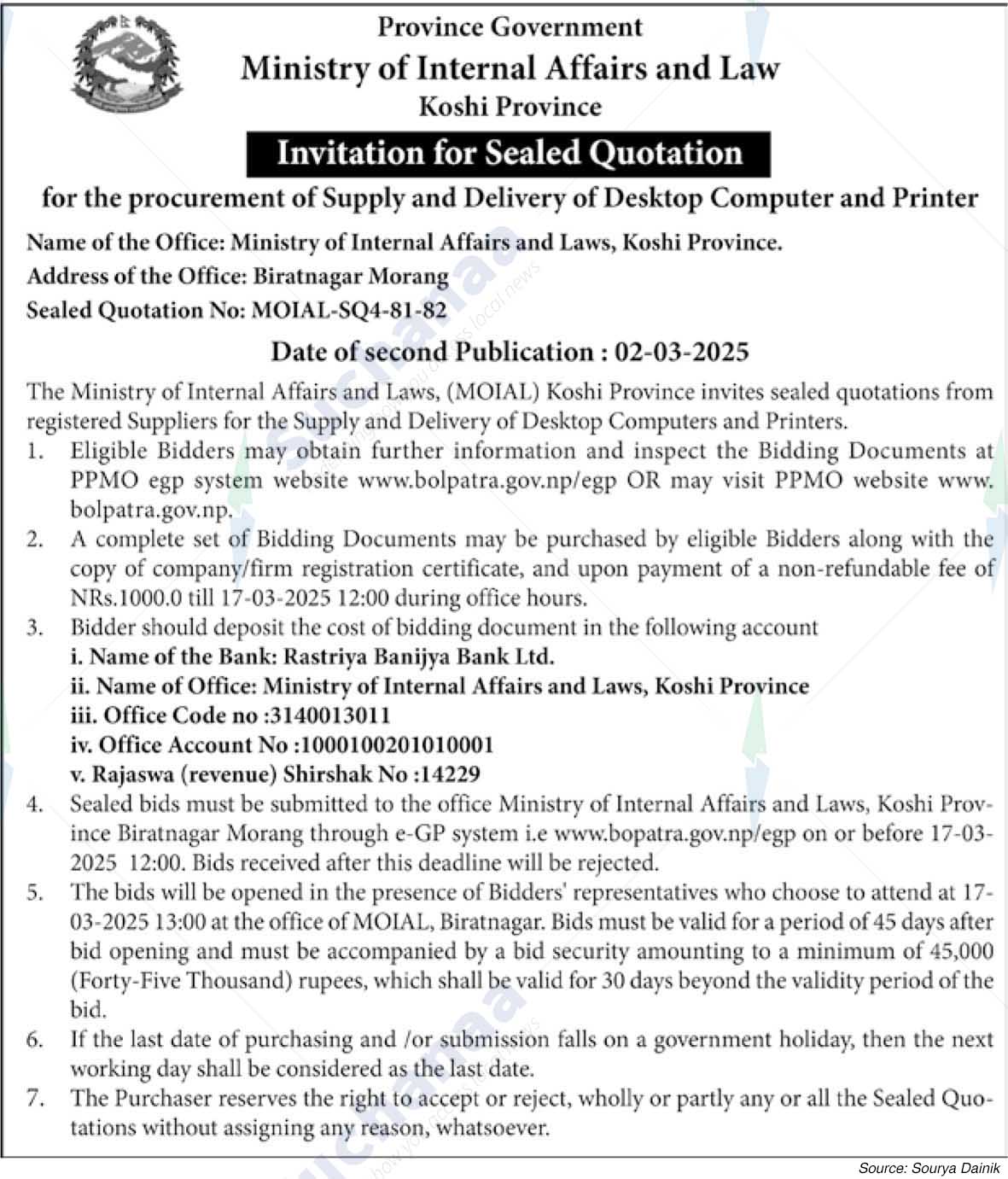 Ministry of Internal Affairs and Law