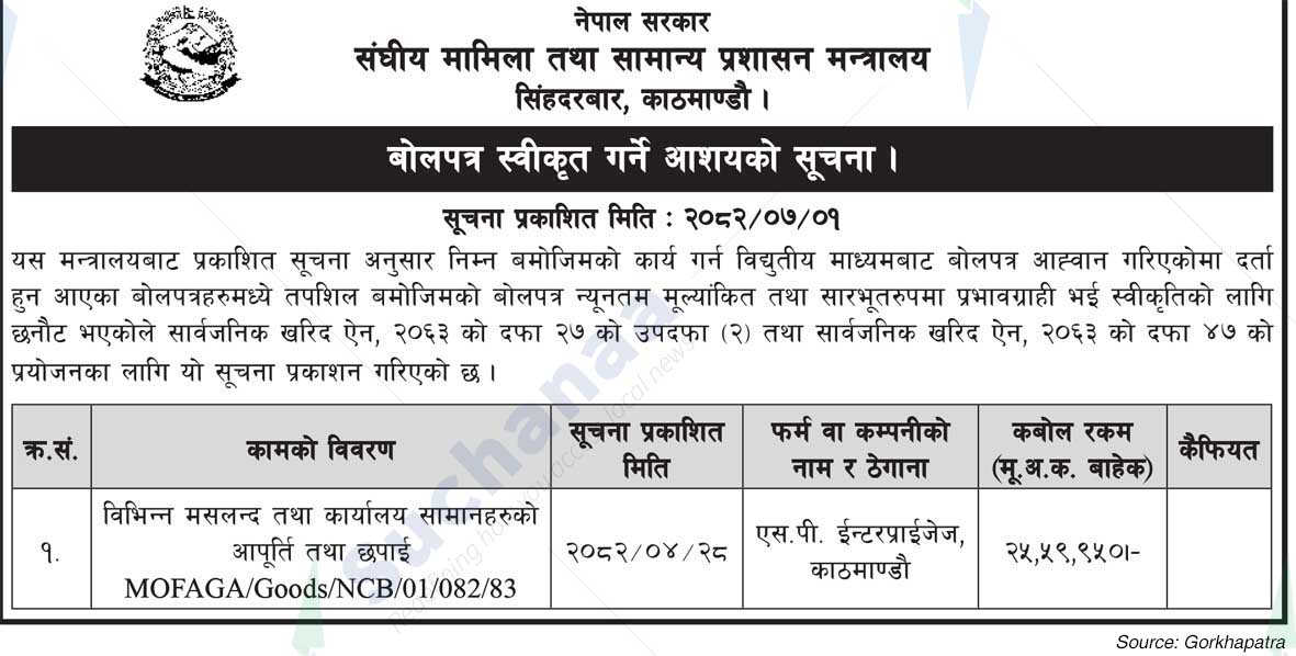 Ministry of Federal Affairs and General Administration