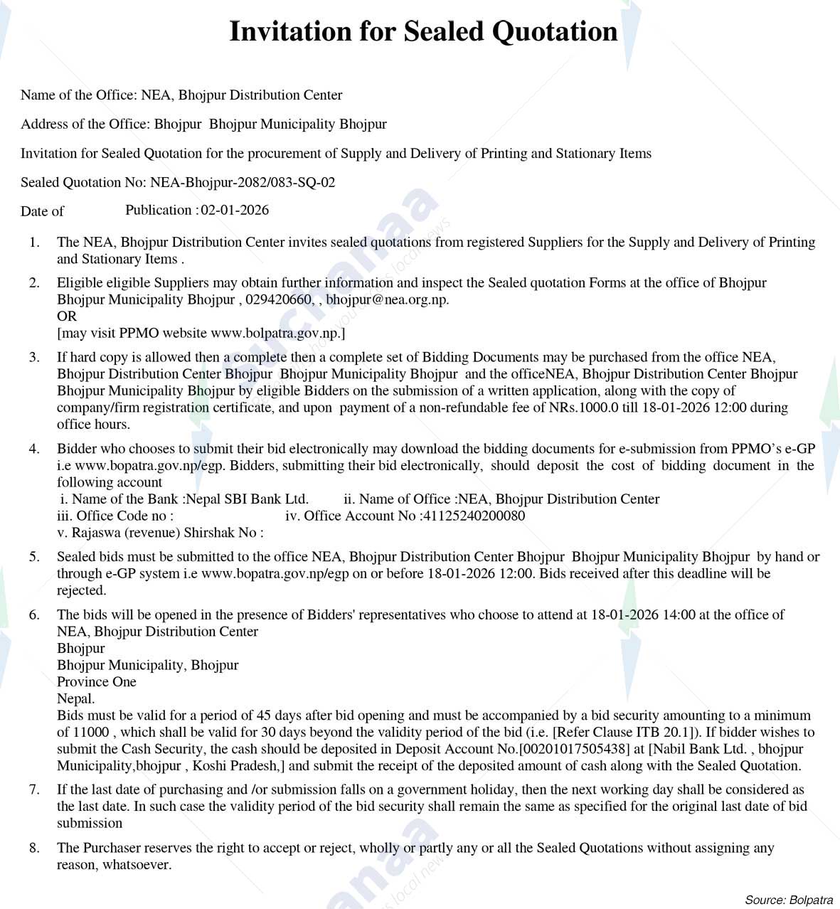 NEA, Bhojpur Distribution Center