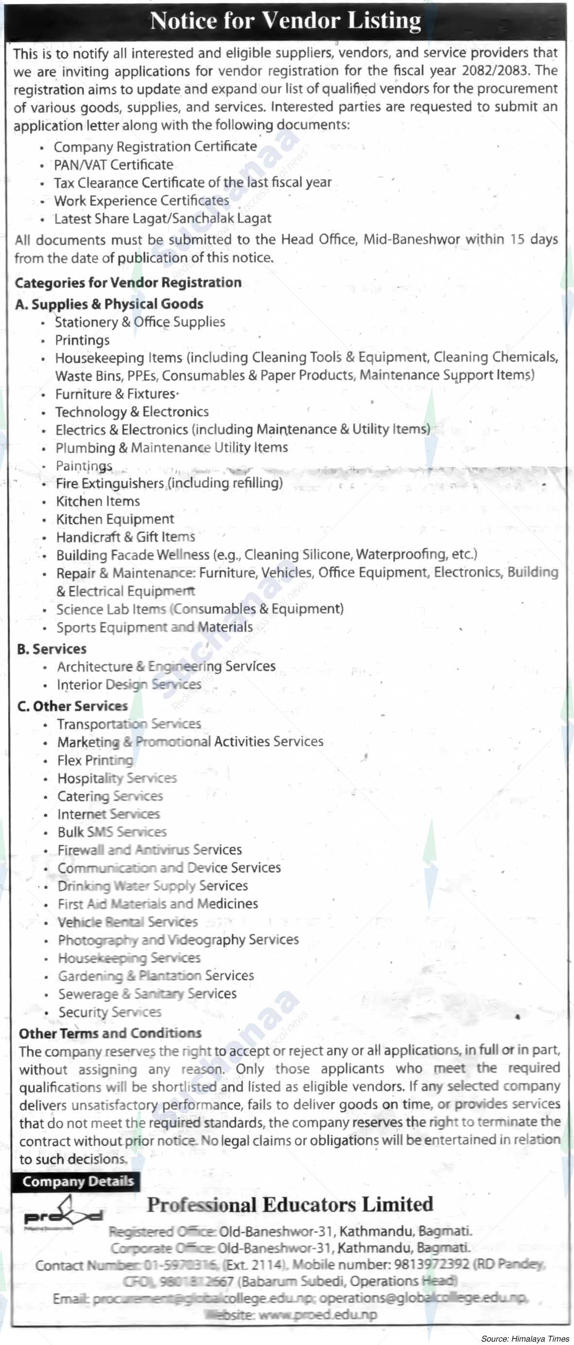 Professional Educators Limited