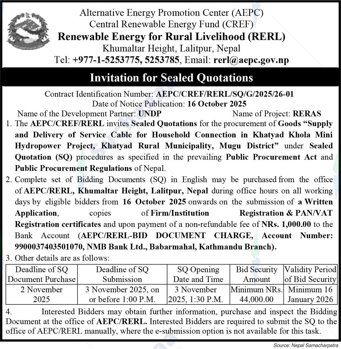 Renewable Energy for Rural Livelihood (RERL)