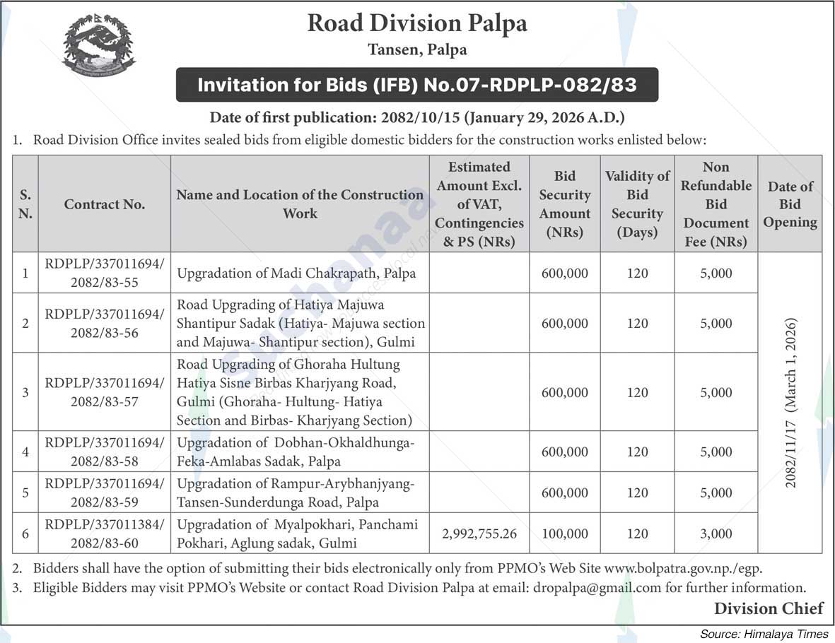 Road Division, Palpa