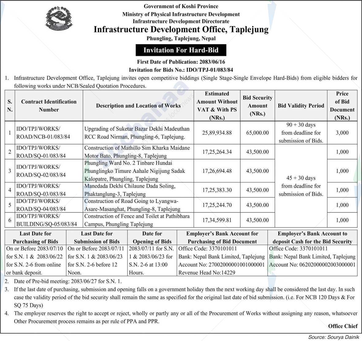 Infrastructure Development Office, Taplejung