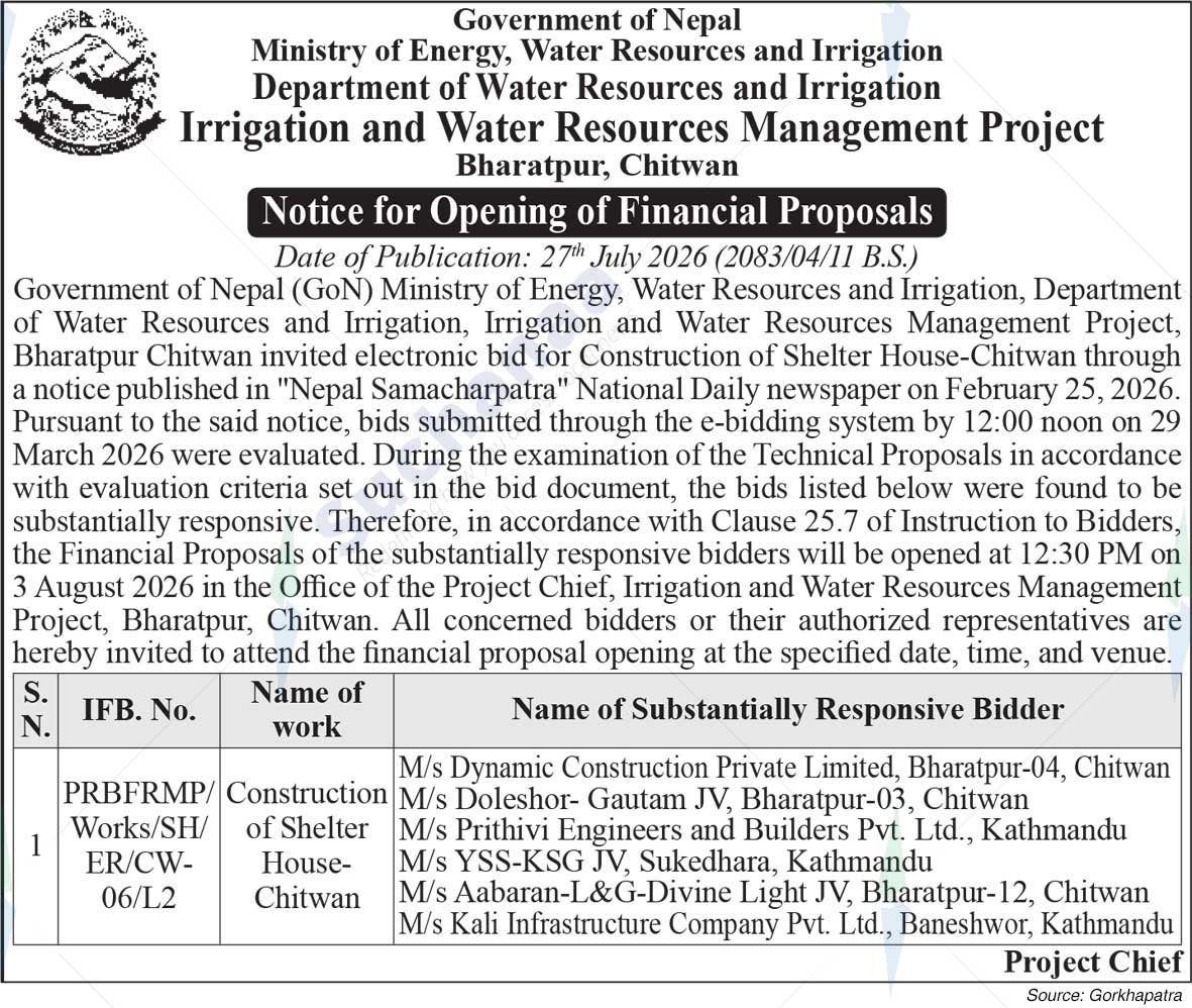 Irrigation and Water Resources Management Project, Bharatpur, Chitwan