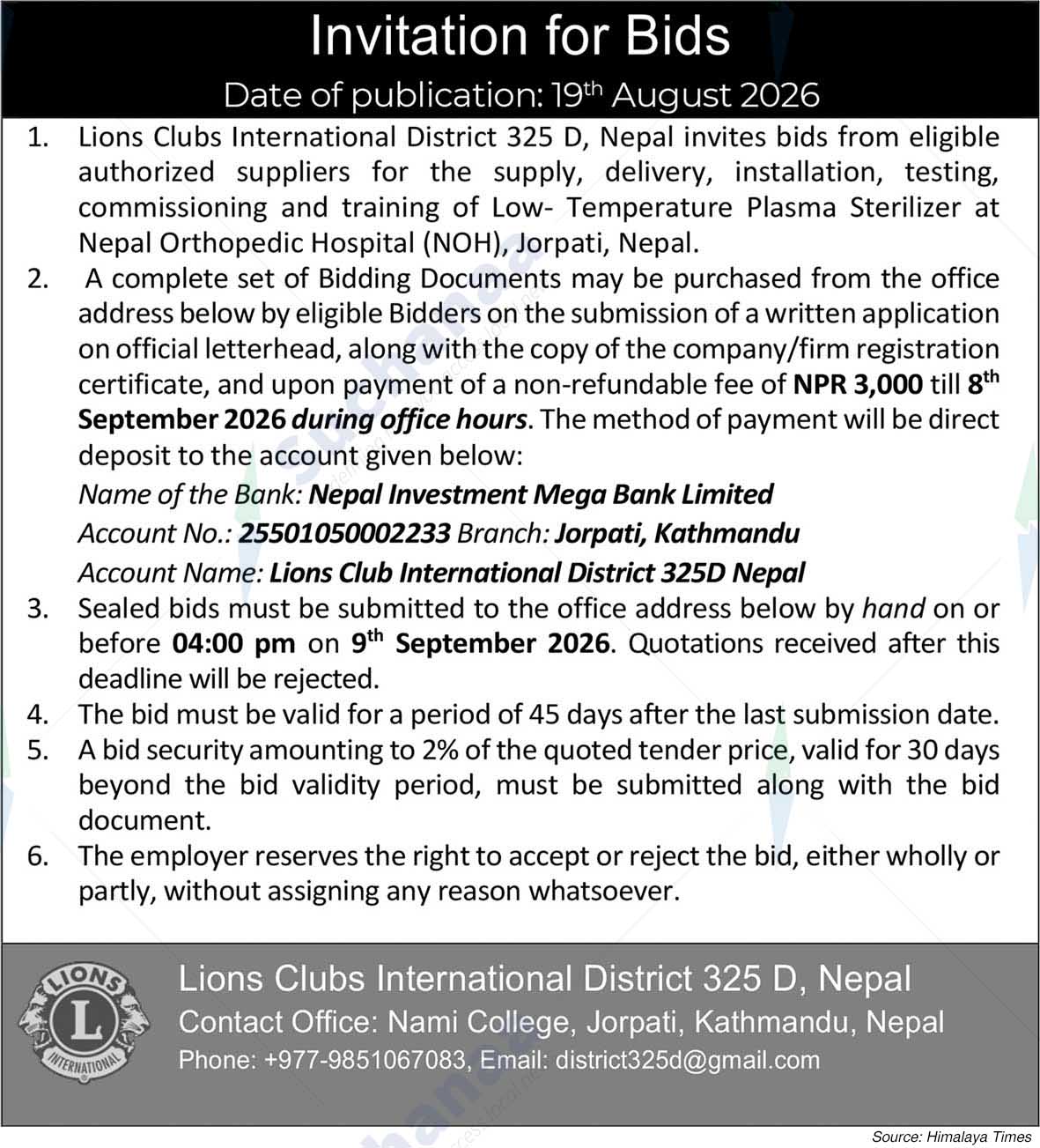 Lions Clubs International, District 325 D